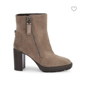 Aquatalia women's taupe suede metallic ankle heeled boots Italy 5.5